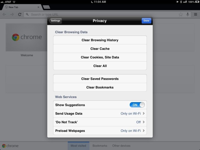 where is content settings in google chrome for mac ios
